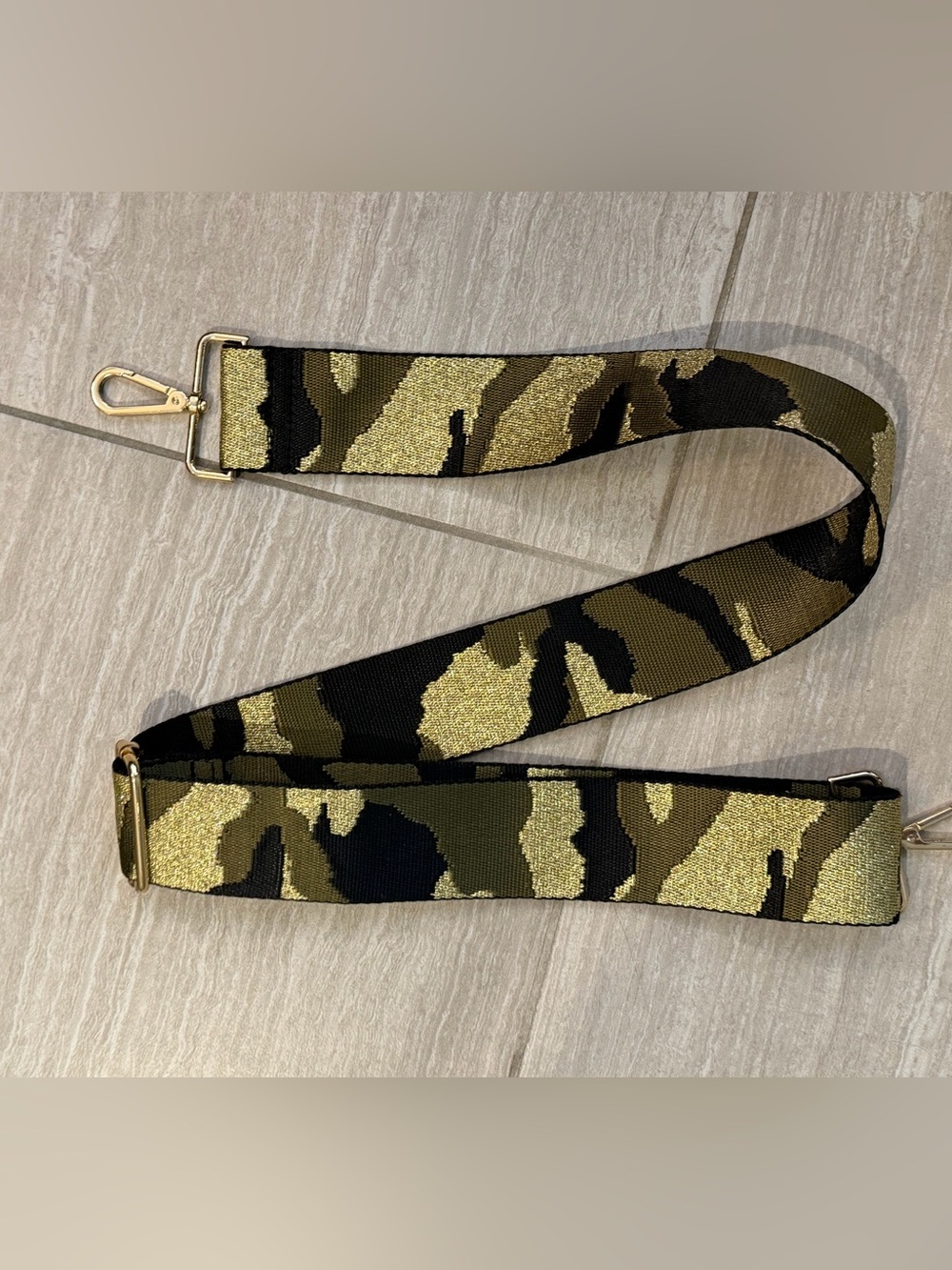Camouflage Wide Bag Strap in Green, Black & Gold